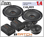 Alfa Romeo GT, GTV, GTA car speakers front doors loudspeaker Match MS 62c