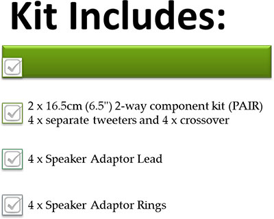 kit includes 2 x 2 way component car speakers