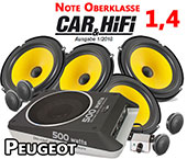 Peugeot 308 II +Bass, Lautsprecher vorne hinten 4 Hochtöner C1 650